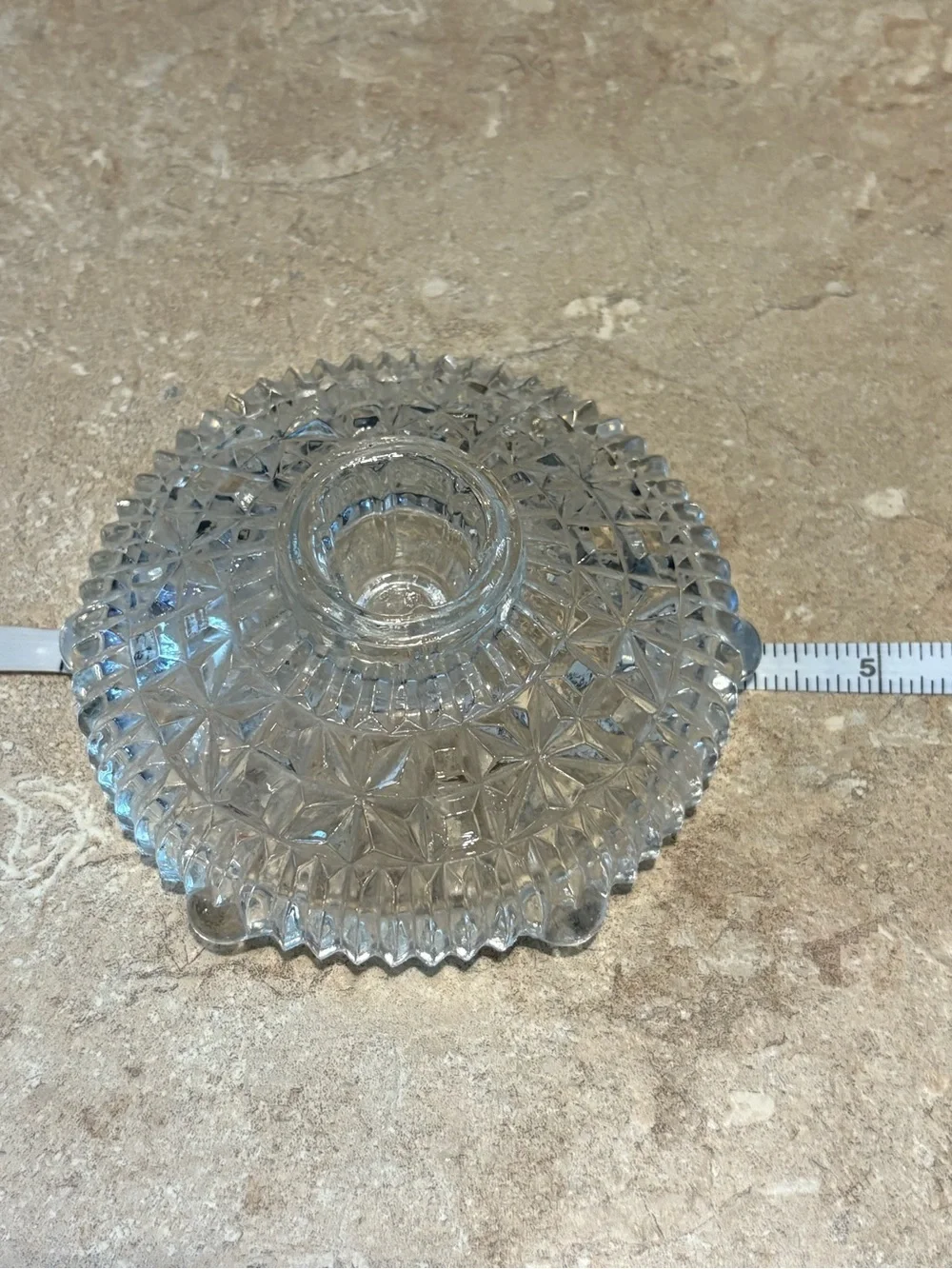Vintage Clear Pressed Glass Starburst Taper Candle Holders Pair